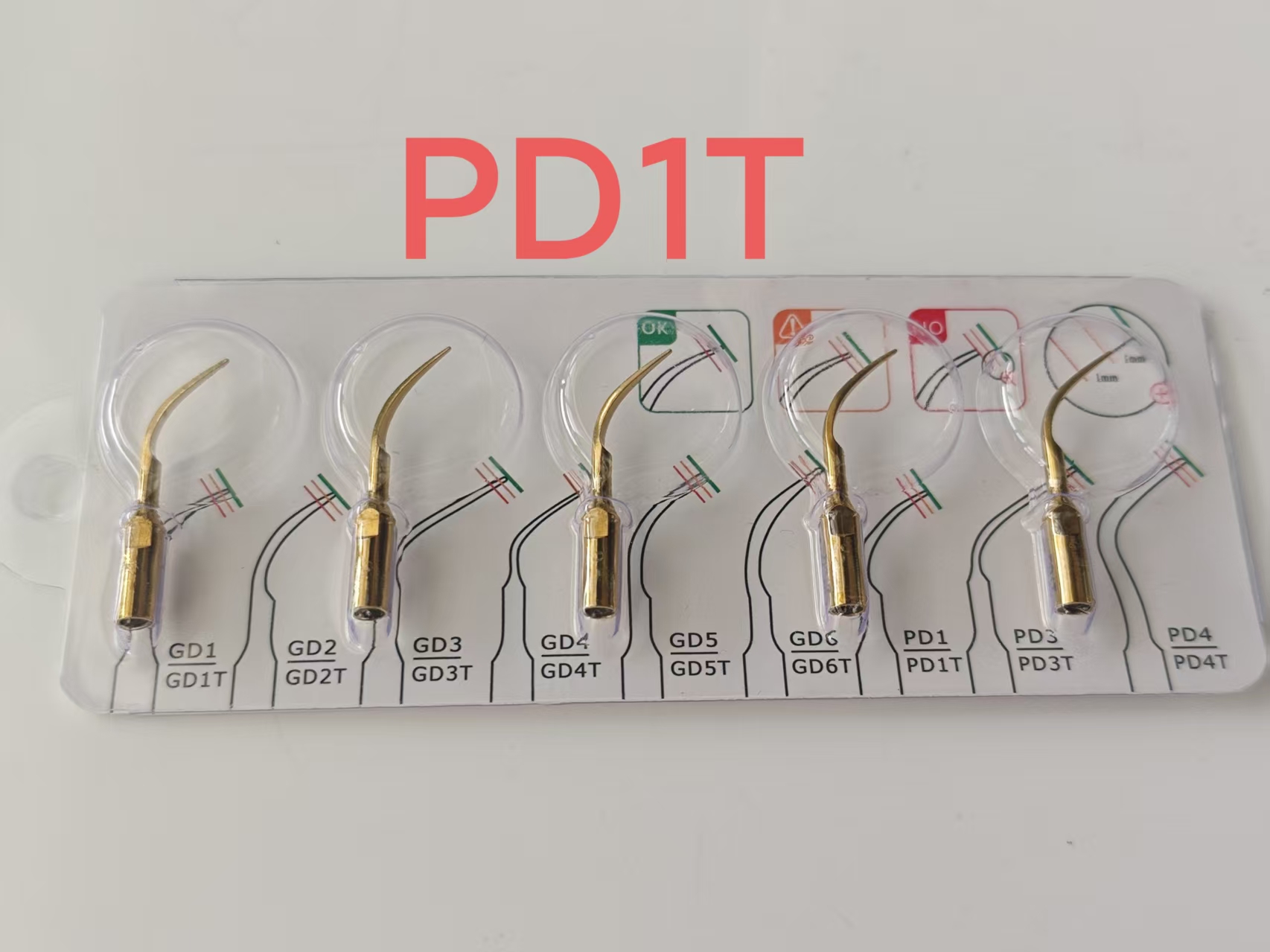 Dental Ultrasonic Scaler - 5 Stück Titan-Gold Dental-Ultraschall-Scaler-Spitzen PD1T Kompatibel